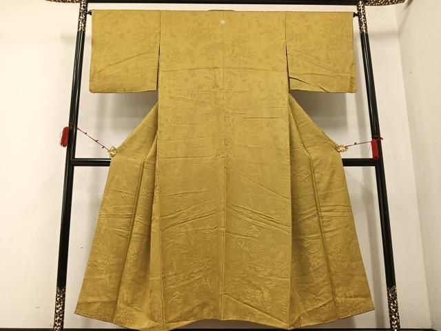 平和屋着物 上質な色無地 人物風景樹林地紋 桑染色 さが美扱い 正絹 AABC4449ph