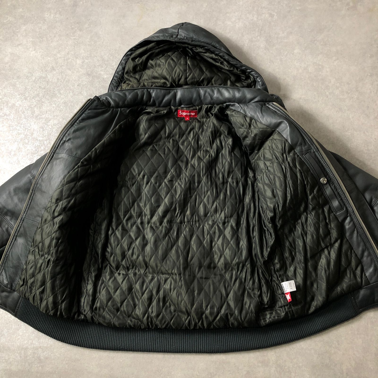 Supreme 2way レザー ダウン ジャケット ブルゾン 本革 シュプリーム