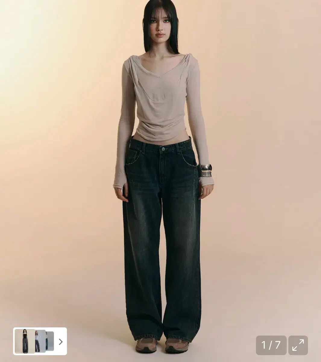 プリーズノーフォロー 25Damaged Washing Wide Denim S