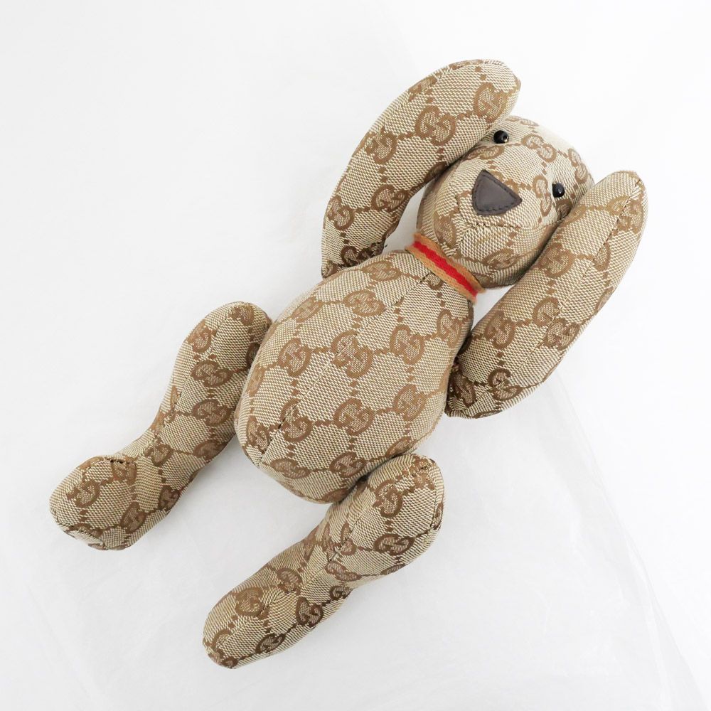 G282 GUCCI モノグラム　テディベア GUCCI GG Pattern Monogram Teddy Bear Beige Canvas Plush Doll