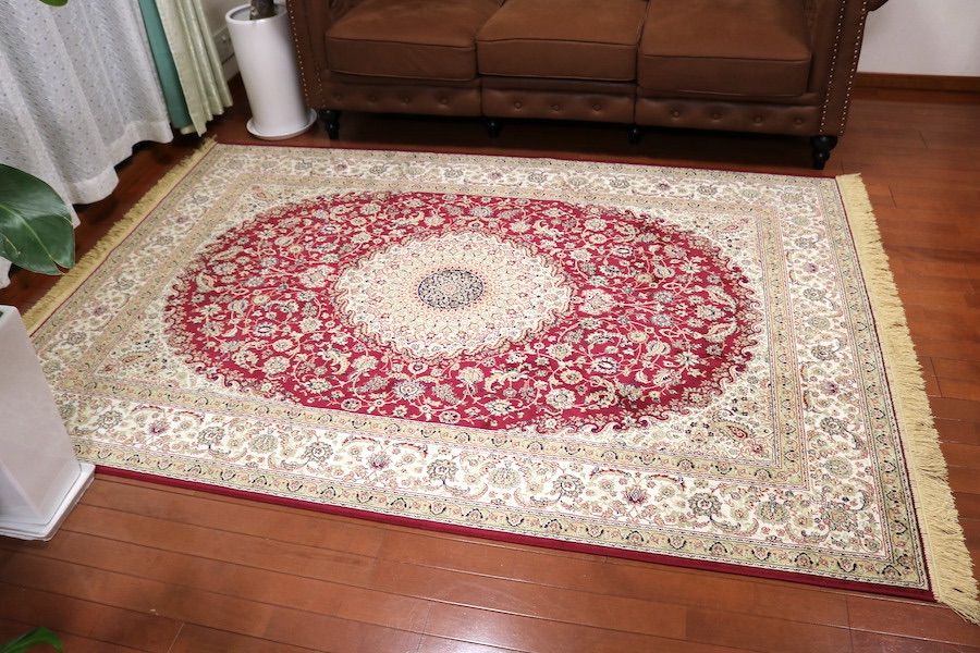 ペルシャ柄絨毯 160×230 新品未使用 絨毯 カーペット 訳あり ペルシャ柄絨毯 160×230 新品未使用 ラグ カーペット レッド 訳