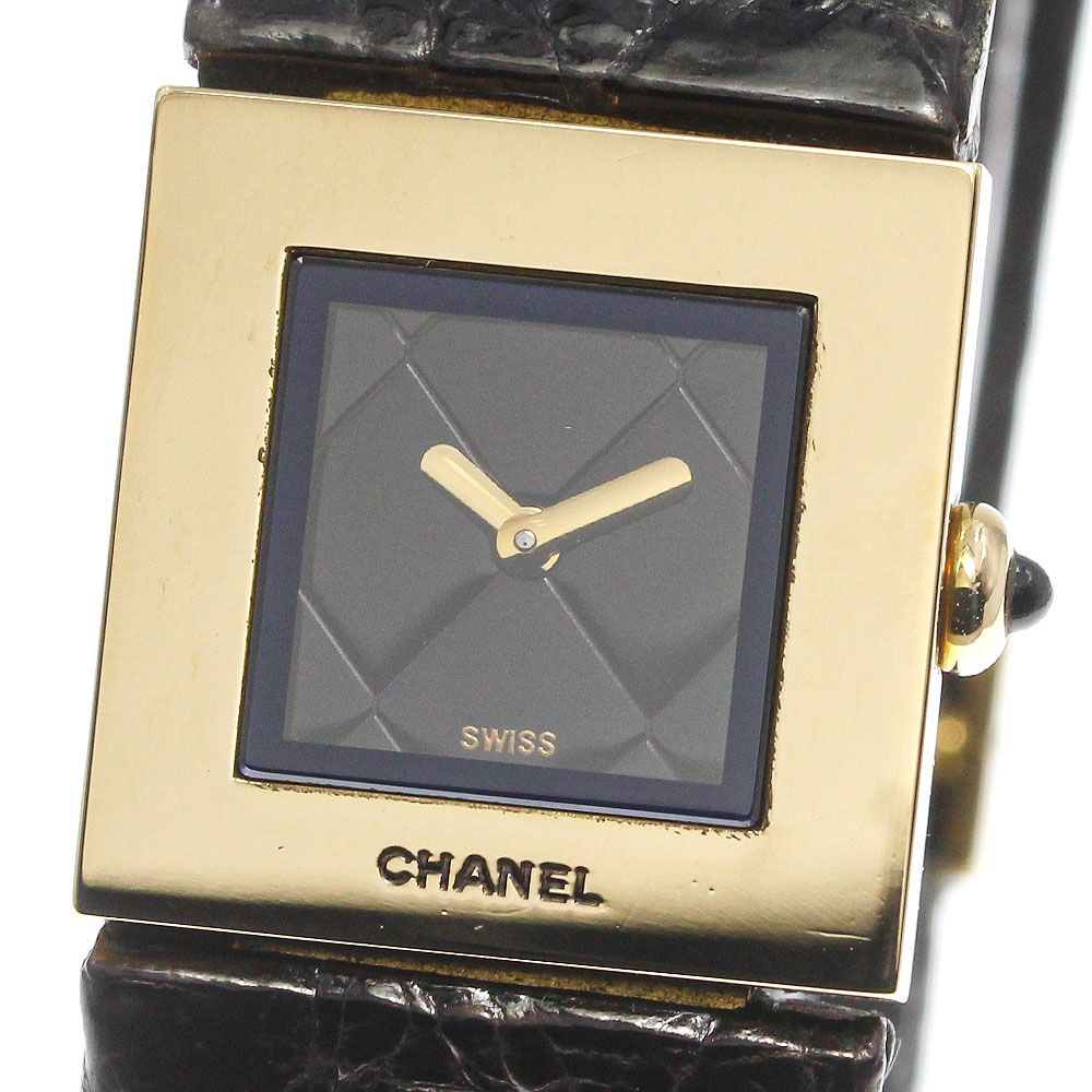 CHANEL 腕時計 マトラッセレディース ブラック K18YG＋革ベルト マトラッセ シャネル CHANEL H0109 腕時計 K18YG/レザーベルト