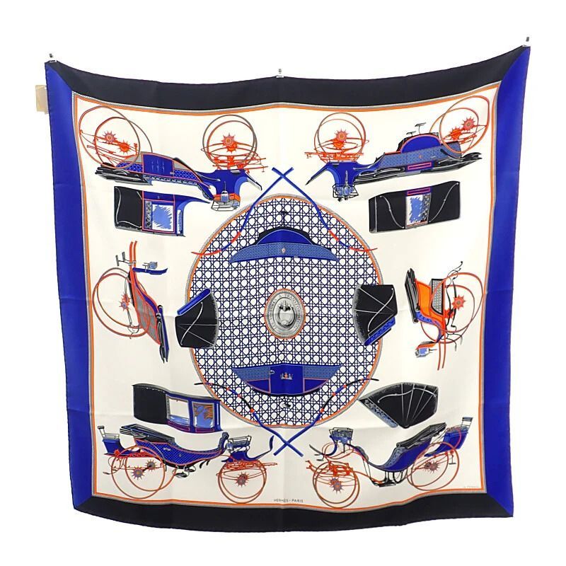 HERMES HERMES カレ90 スカーフ シルク ブラック ホワイト レディース