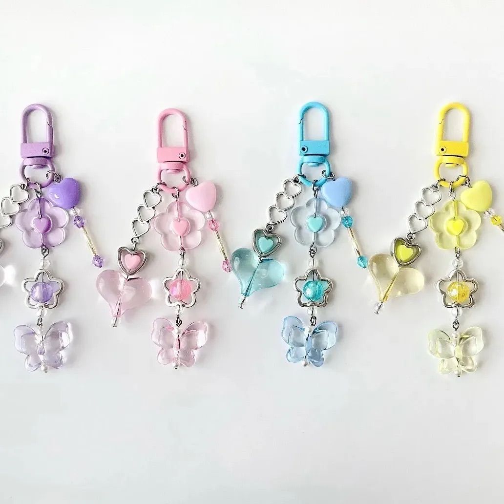 ハートステッキ風　ビーズストラップ　キーホルダー　ハンドメイド オーダー ビーズキーホルダー＊ピンク＊ハートステッキ - メルカリ