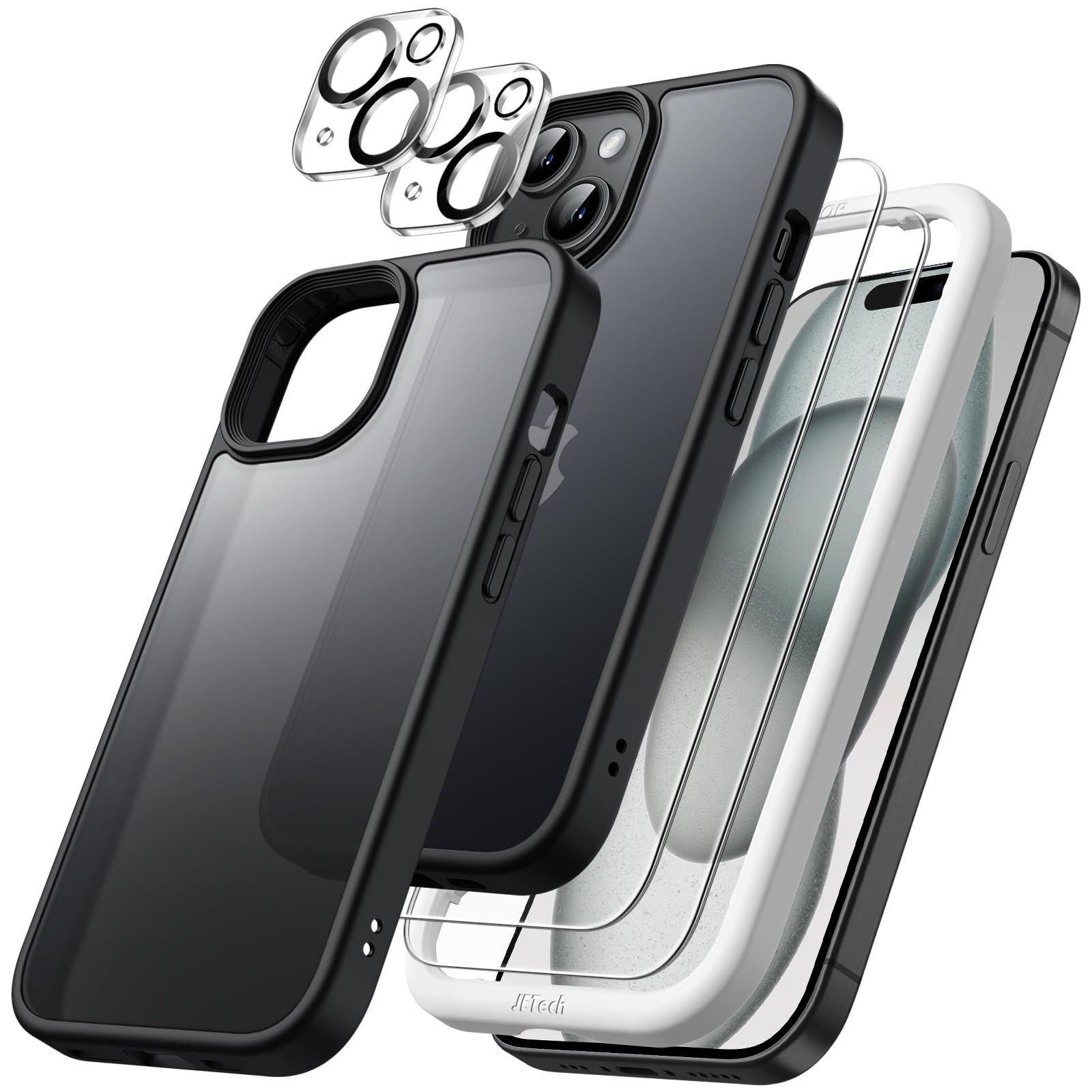 特価商品】iPhone 15 6.1インチ用 1 マットケース 2枚強化ガラス