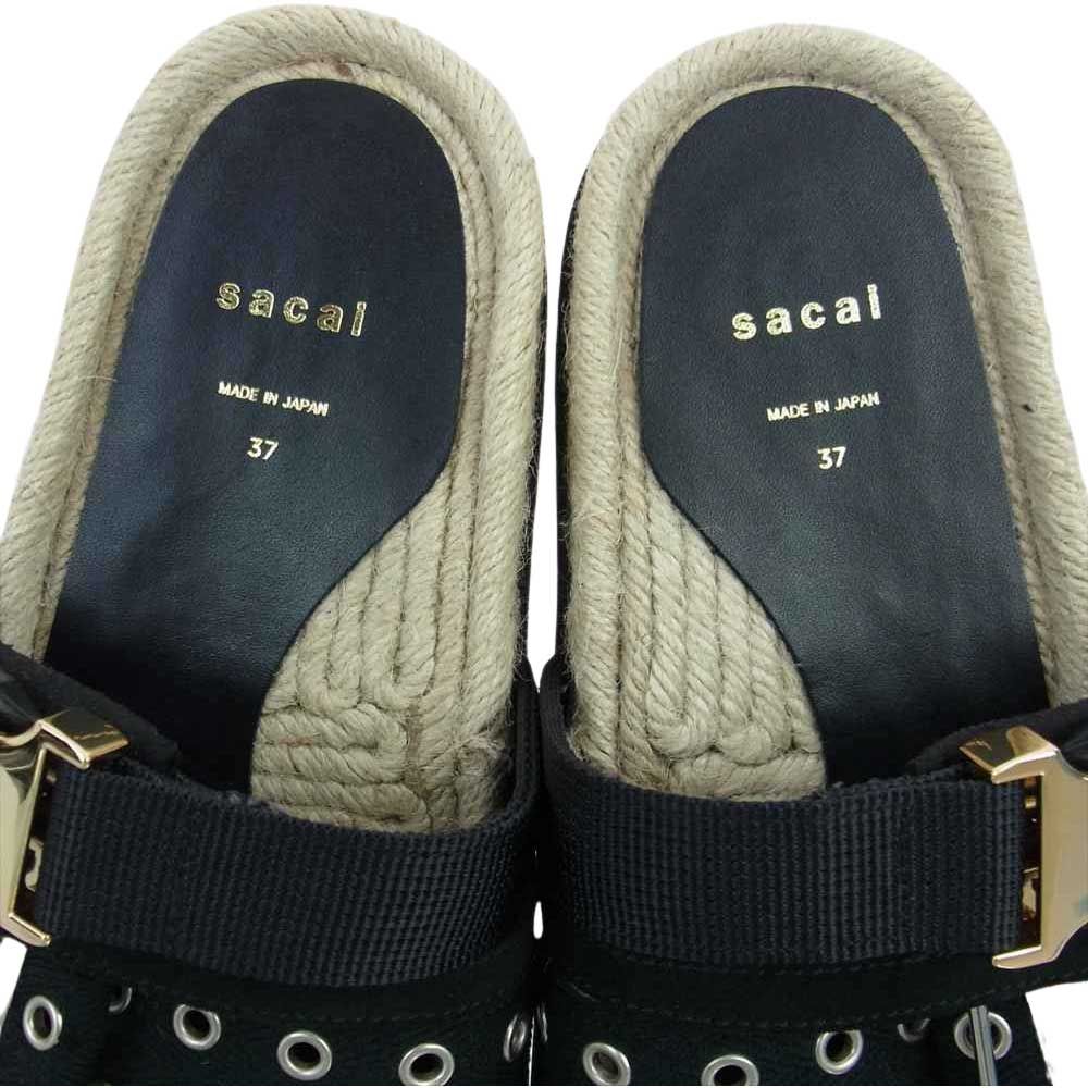 Sacai サカイ サンダル 20-05118 バックルベルト ビブラムソール フラット サンダル ブラック系 37【中古】