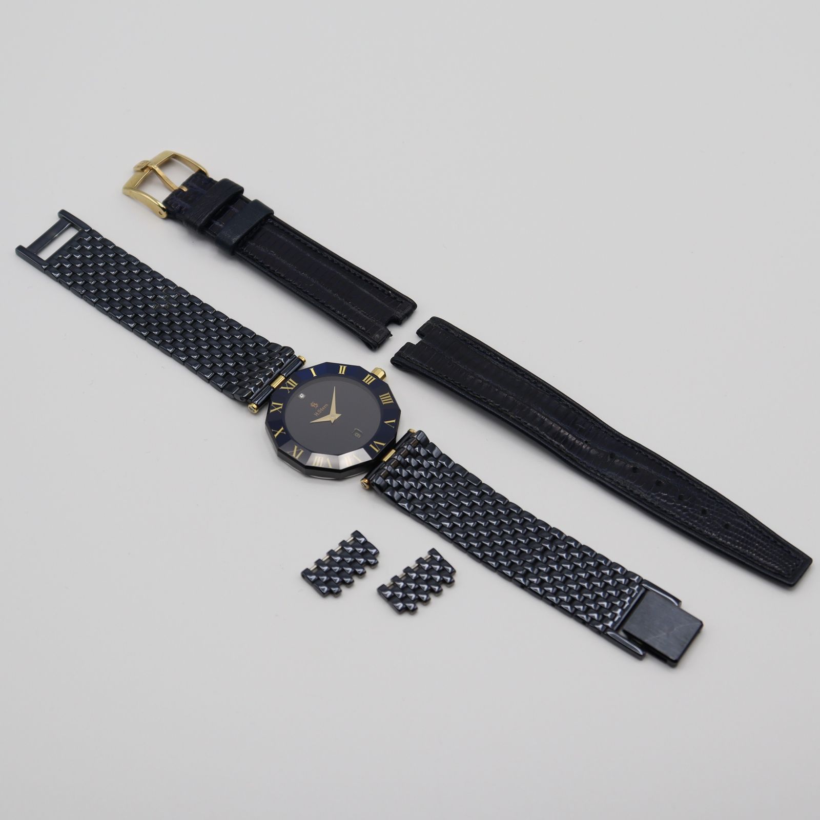 アガ・スターン H.Stern 1Pダイヤ　 カットガラス 純正ブレス　電池新品 アガ・スターン H.Stern 1Pダイヤ カットガラス 純正ブレス 電池