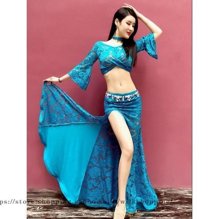 Bella ベリーダンス オリエンタル衣装 ベロア青&小豆色 ベリーダンス