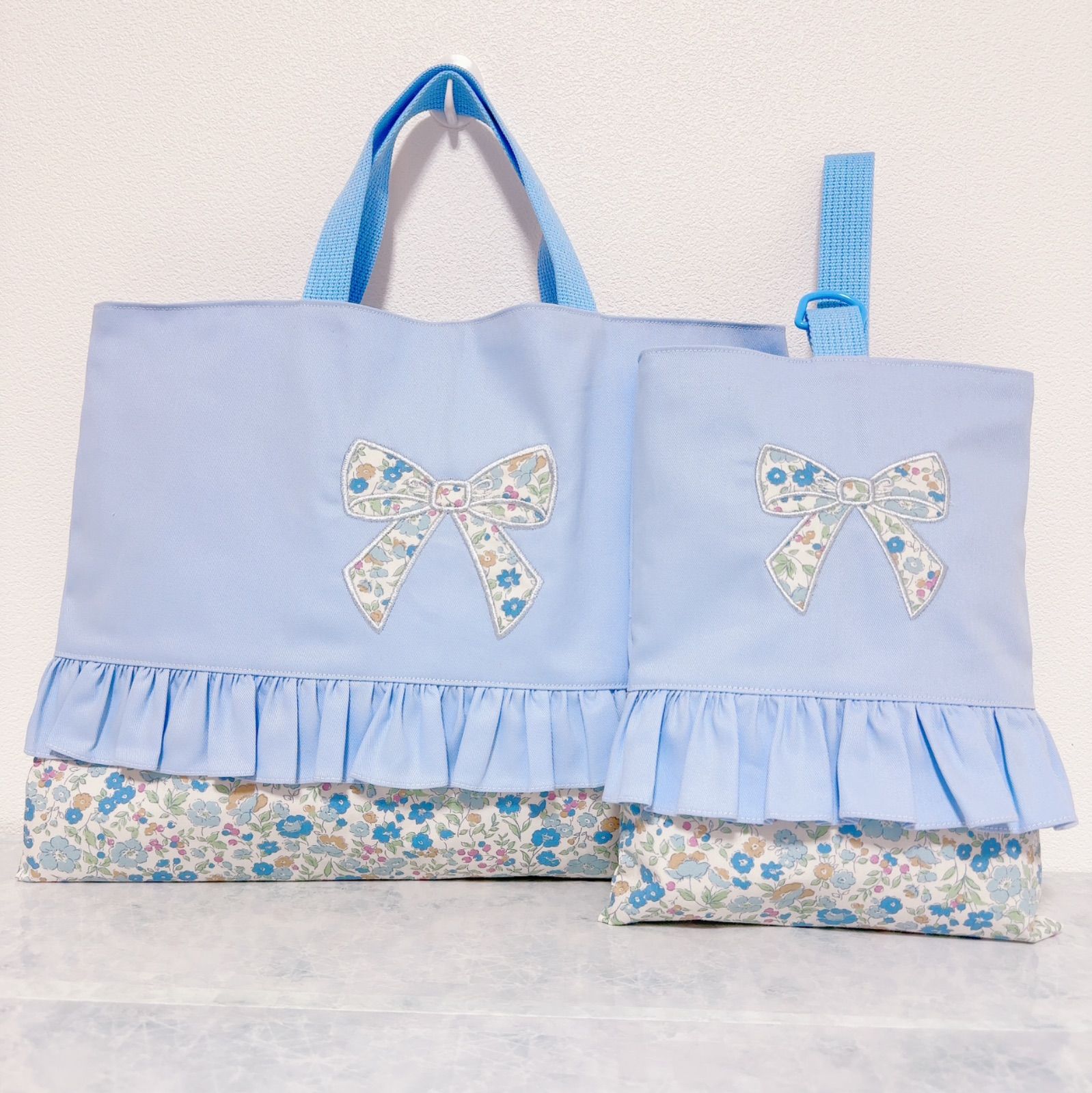 完成品】 入園 入学 セット レッスンバッグ リボン フリル 女の子