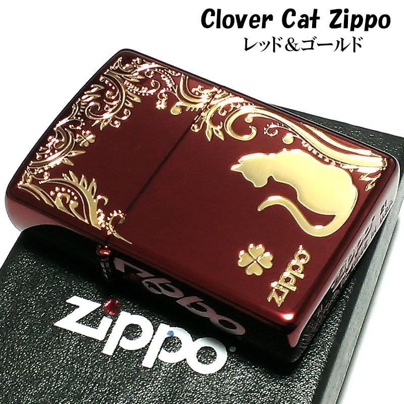 ZIPPO ライター ねこ キャット ジッポ 猫 クローバー ロゴ 四つ葉
