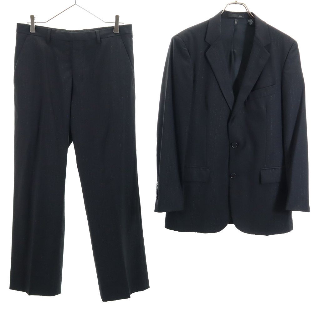ザラ ラメ ストライプ柄 ウールブレンド スーツ 上下 セットアップ 46/40 ブラック系 ZARA メンズ 古着 【240311】