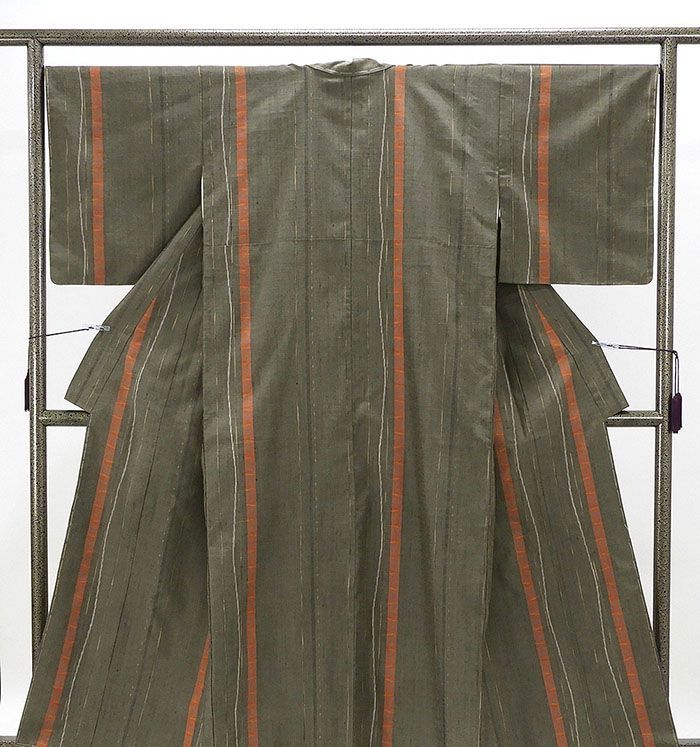 紬 正絹 伝統工芸士 岡田勇 草木染 身丈161.5cm 裄丈67cm ゆったりサイズ 未着用 新古品 着物 カジュアル 街着 d4088