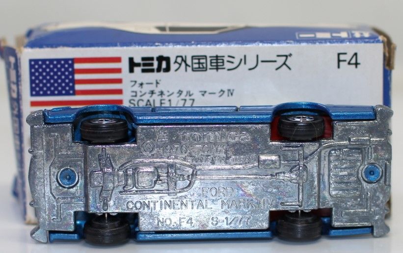 青箱 トミカ フォード コンチネンタル マークIV 青箱トミカ 日本製 F4 フォード コンチネンタル マークIV 青/白