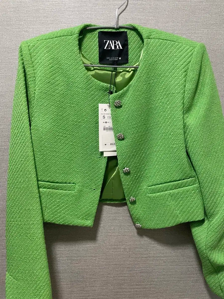 新品 ZARA(ザラ) ツイード ジャケット 緑 s - メルカリ