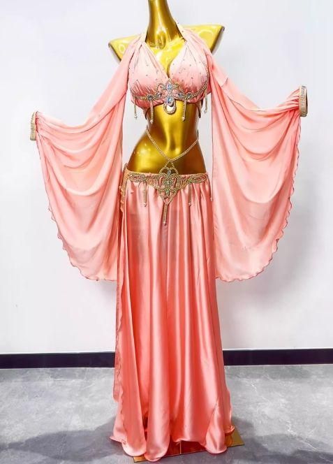 ベリーダンス衣装 オリエンタル衣装 ブラスカート 薄ピンク オーダー