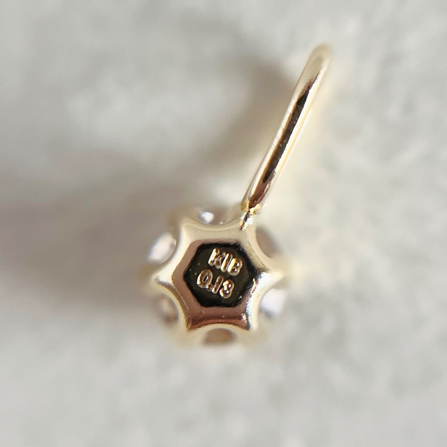 K18YG 天然ダイヤモンド 0.13ct チャーム ペンダントトップ