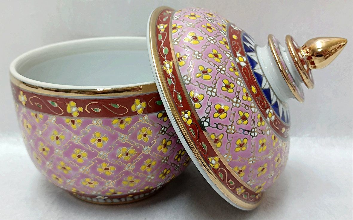 ベンジャロン焼き】壺(高さ8.5cm×直径5.5cm) / アジアン雑貨