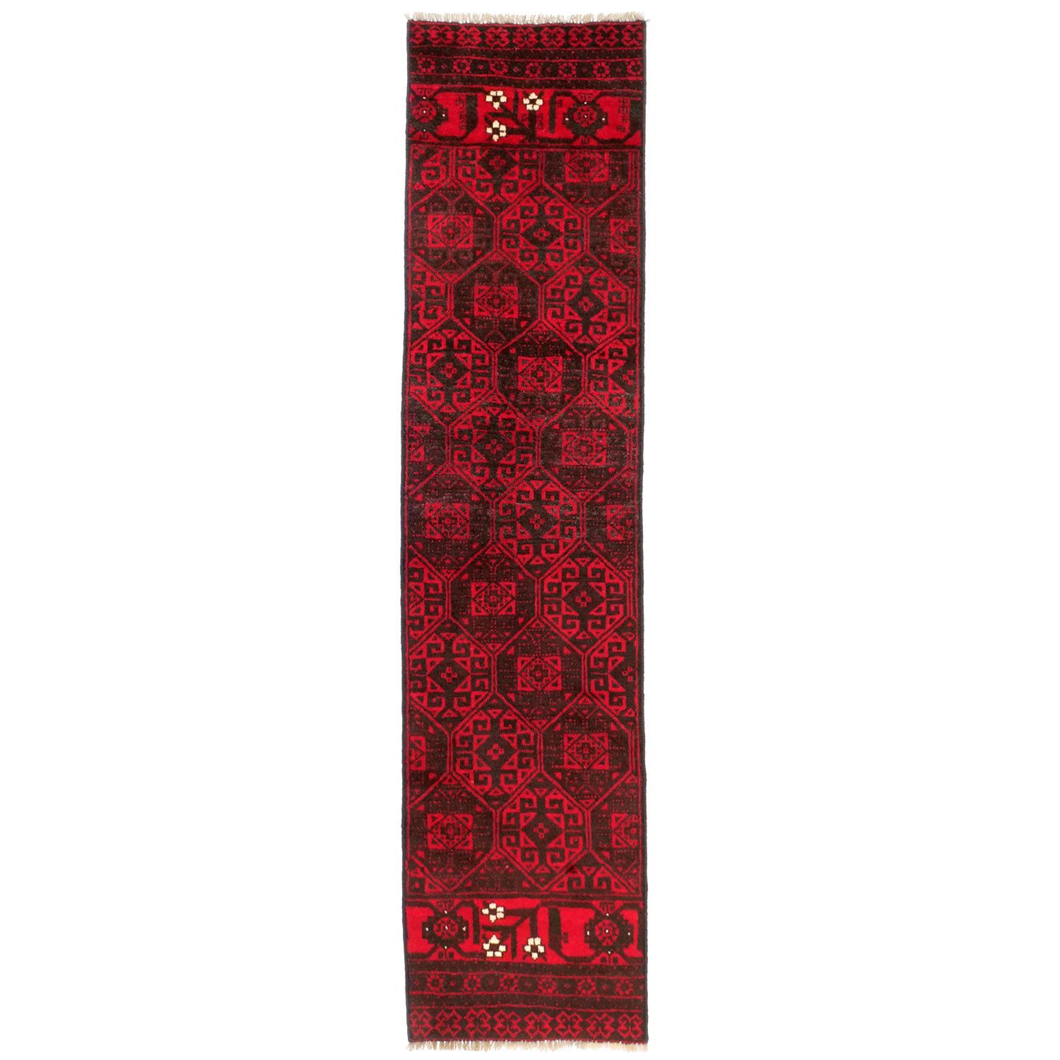 ガーエン 1960年代 1900×440mm セミアンティーク オクタゴンモチーフ 手織り - carpet-アンティークペルシャ絨毯 ヴィンテージラグ専門店 送料無料