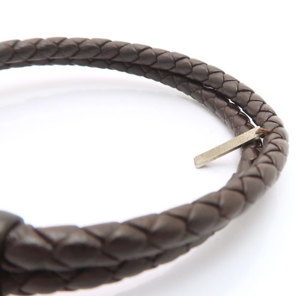 BOTTEGA VENETA レザーブレスレット #M イントレチャート ダーク