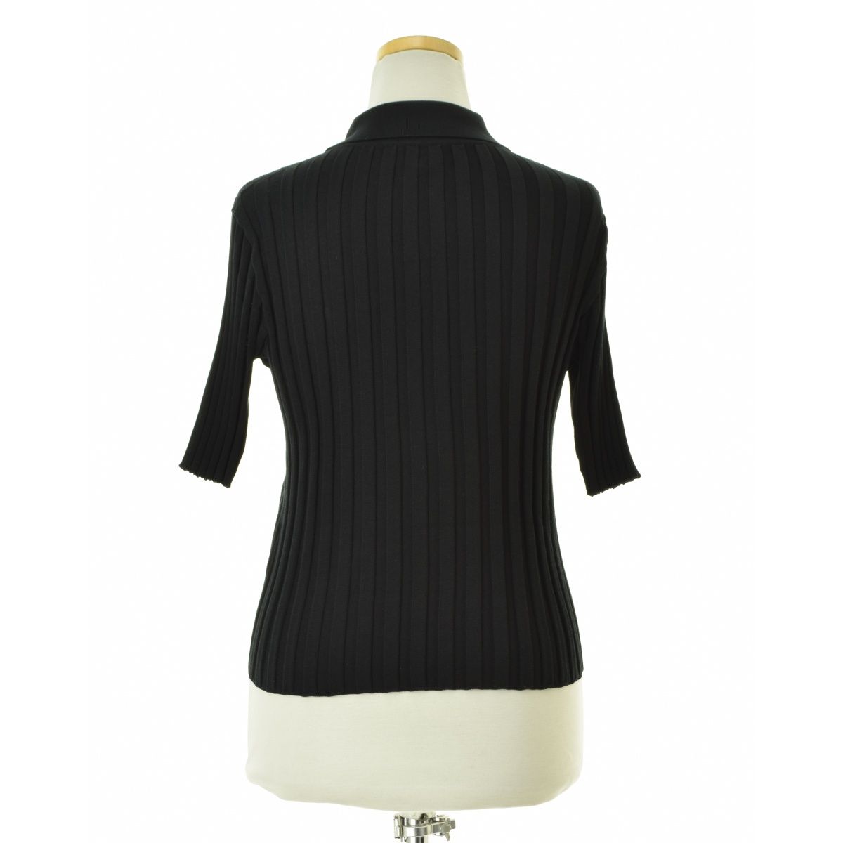 HYKE 25SS 11385 WIDE RIBBED POLO SWEATER ワイドリブニット五分袖ポロシャツ