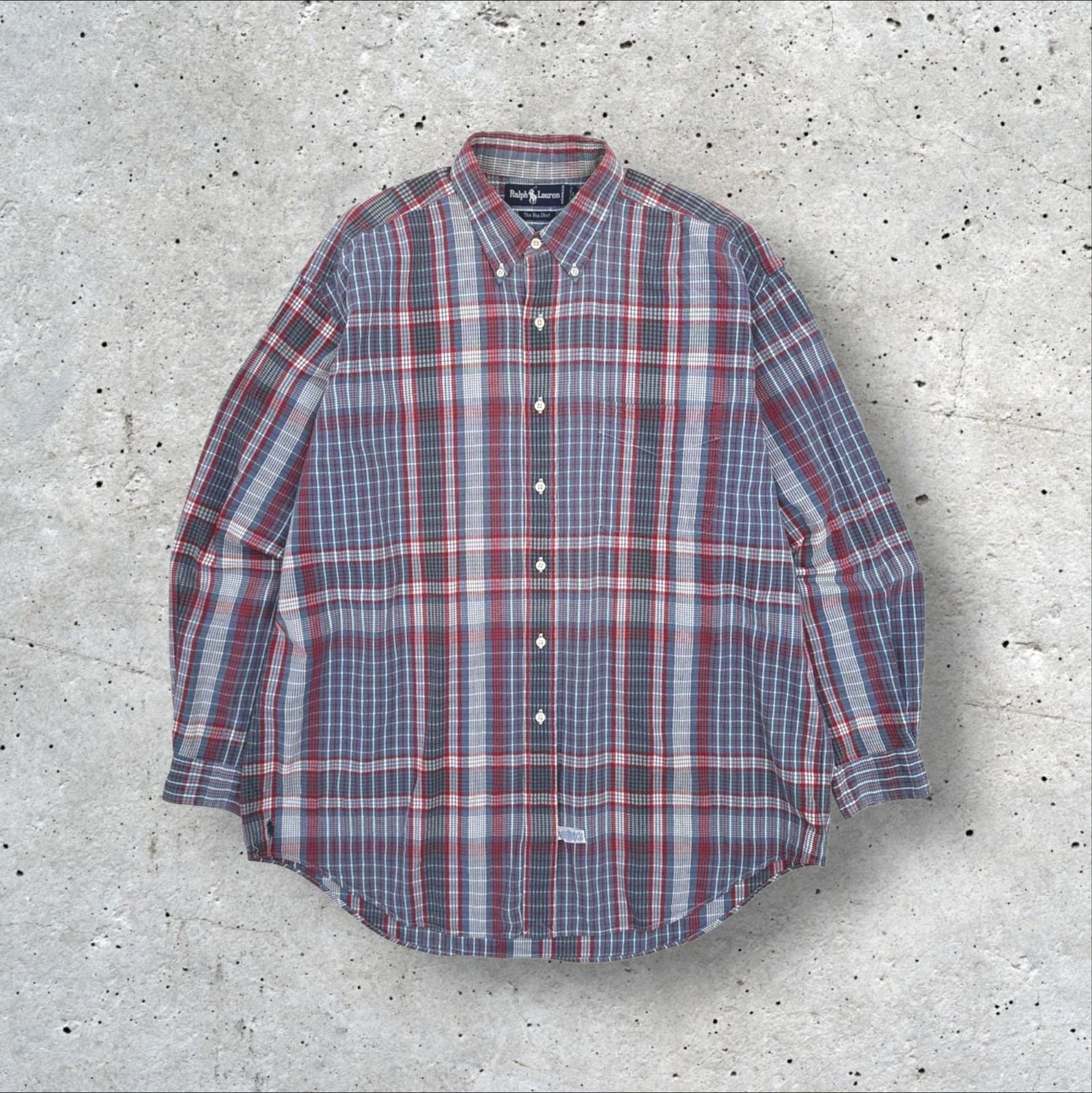 90s 00s Ralph Lauren <The Big Shirt> シアサッカー ボタン