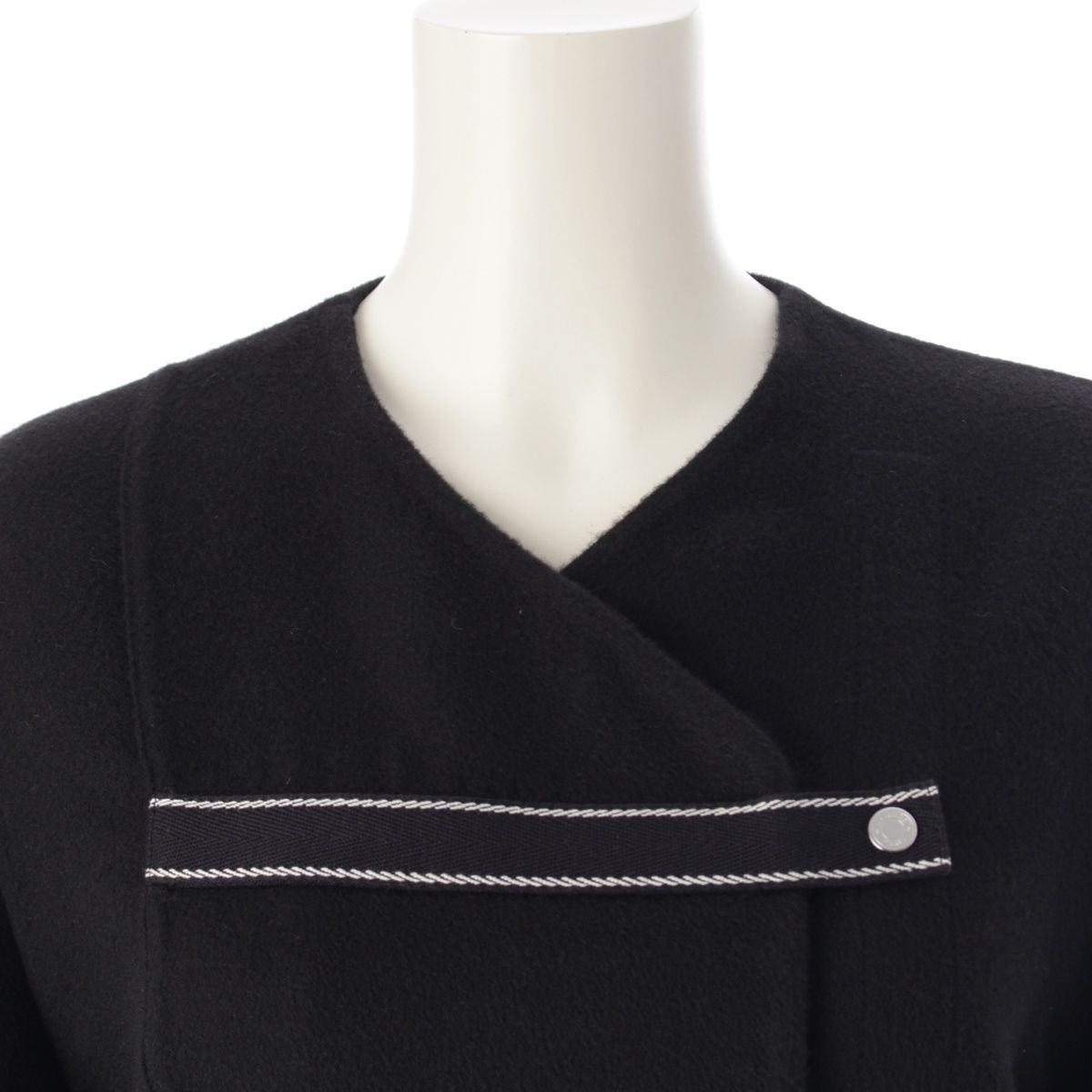 エルメス 20SS カシミヤ セリエボタン ノーカラー コート アウター  