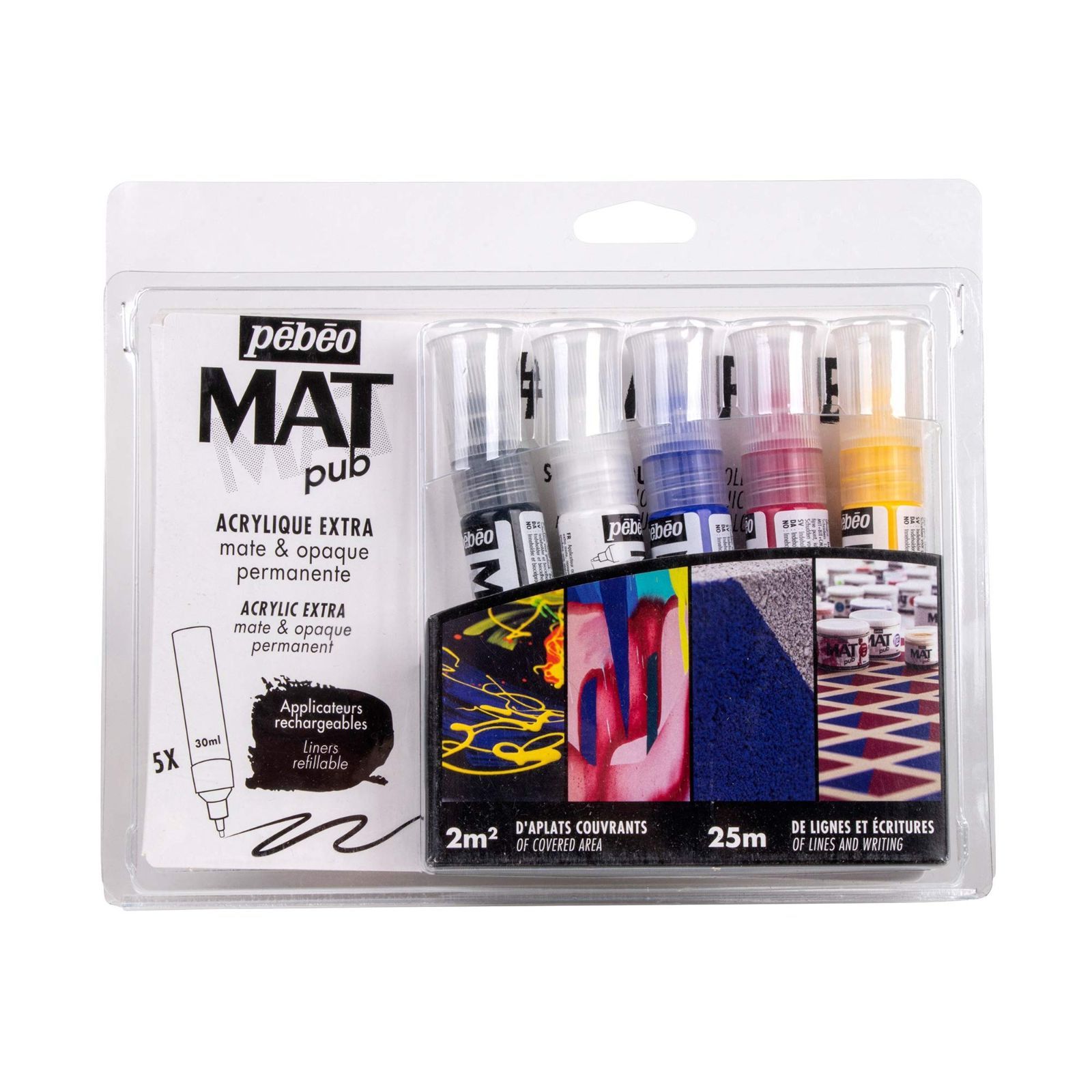 【新着商品】マットピュブ ウォールアート用水性アクリル絵具 30mlチューブ×5色セット ペベオ(Pebeo)