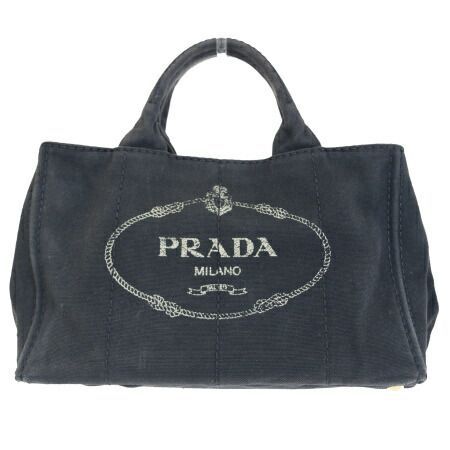 【中古】 プラダ PRADA カナパ トートバッグ ショルダー ハンド ブラック キャンバス 04ER176