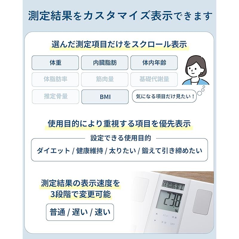 タニタ 体重計 体組成計 50g ホワイト BC-331 WH ダブル液晶採用でわかりやすく見やすい 立掛け収納OK 0 KANDAIZUMI_COM