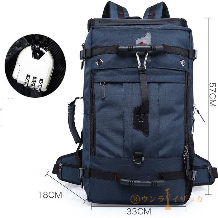 バックパックリュックサック登山リュック3Way防水バッグ遠足レディース大容量防災50L鍵付き盗難防止メンズ旅行通勤通学キ