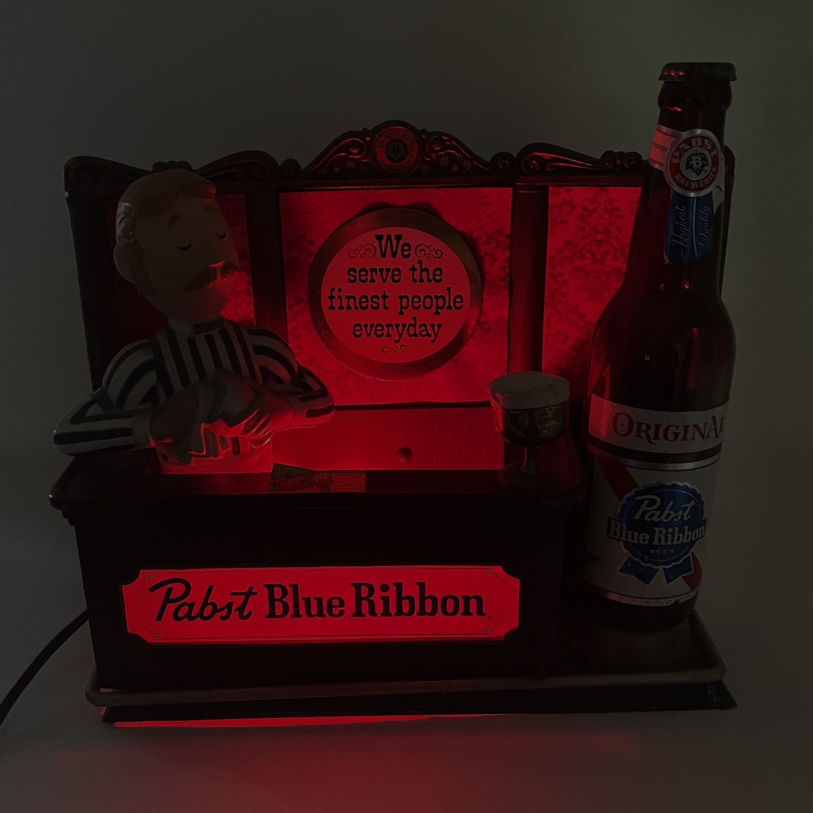 60s Pabst Blue Ribbon Cast-Iron Bartender Lighted Display