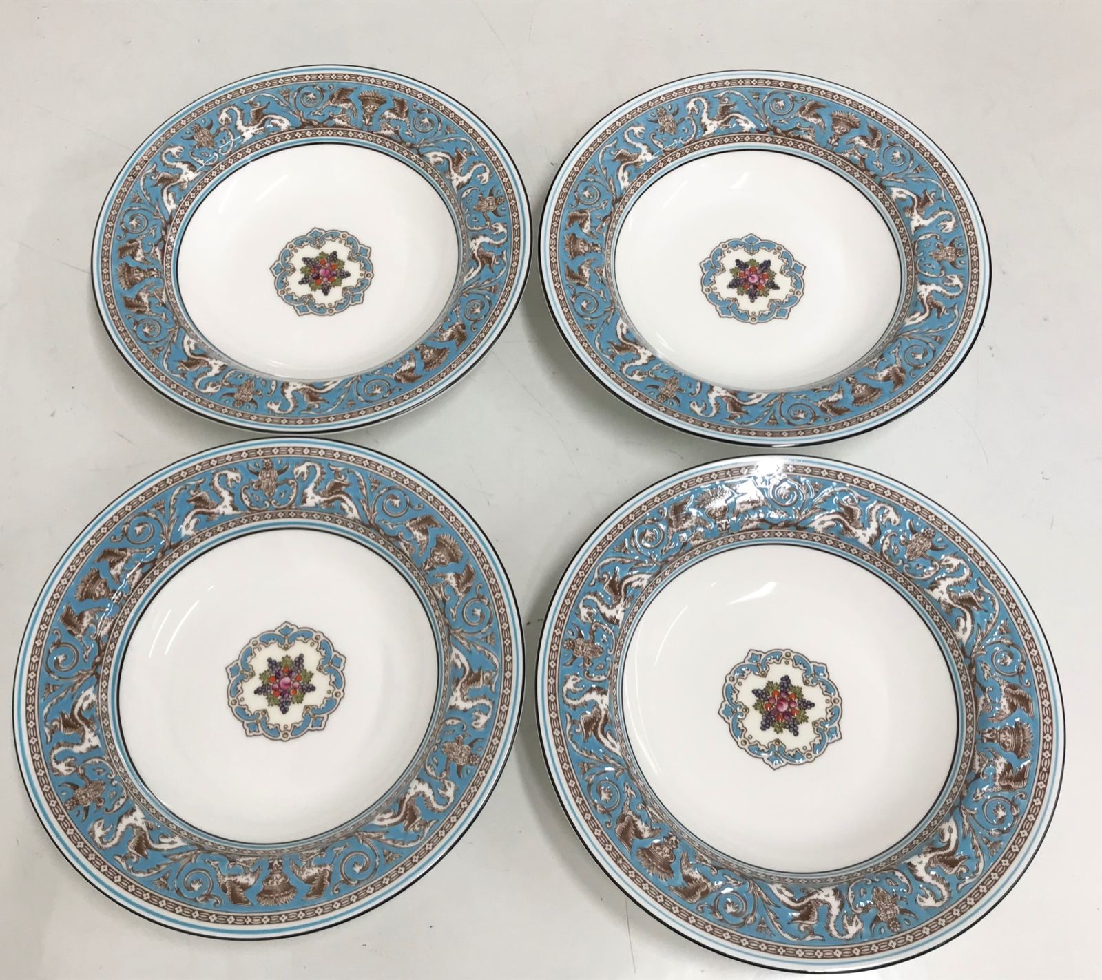 WEDGWOOD ウェッジウッド フロレンティーン ターコイズ スープ皿 20cm 4枚セット