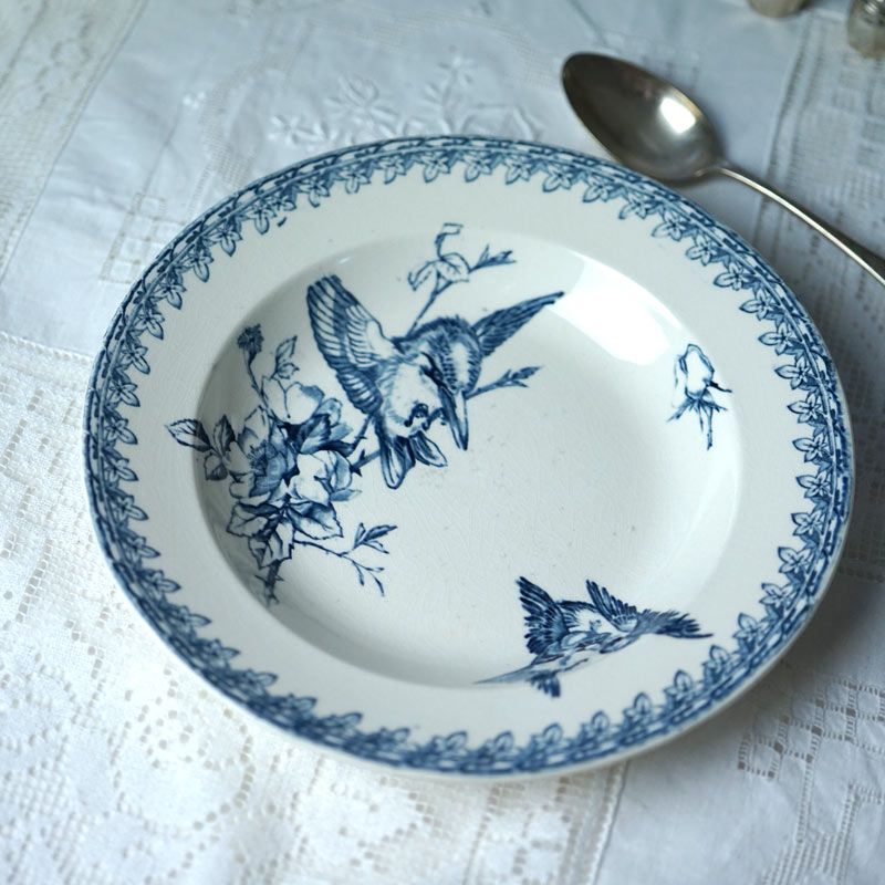 Vermont et Blanchet鳥の暮らしが描かれた深皿 W22.5×3.8cm gc-1754