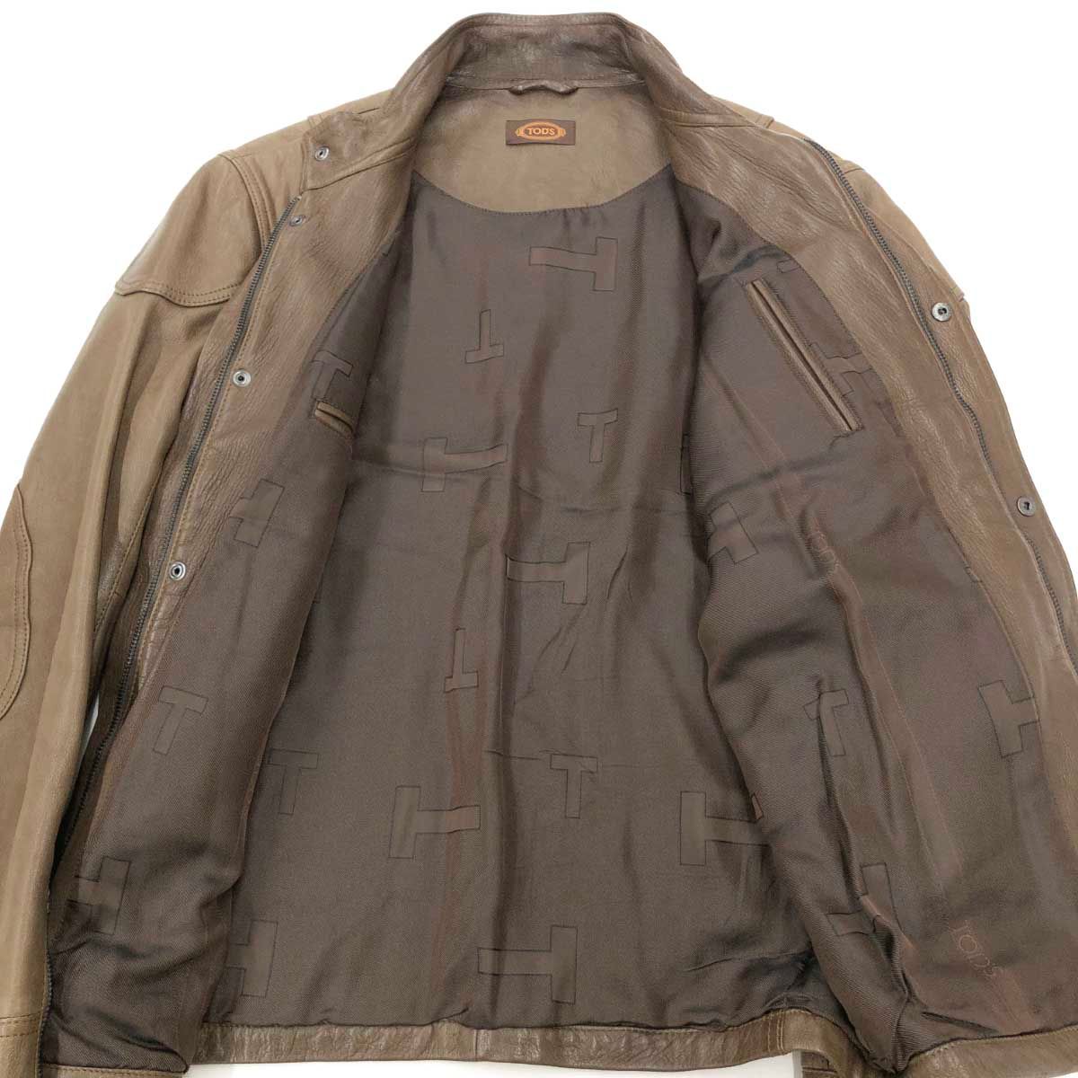 TOD'S トッズ レザージャケット サイズM ブラウン 羊革 メンズ