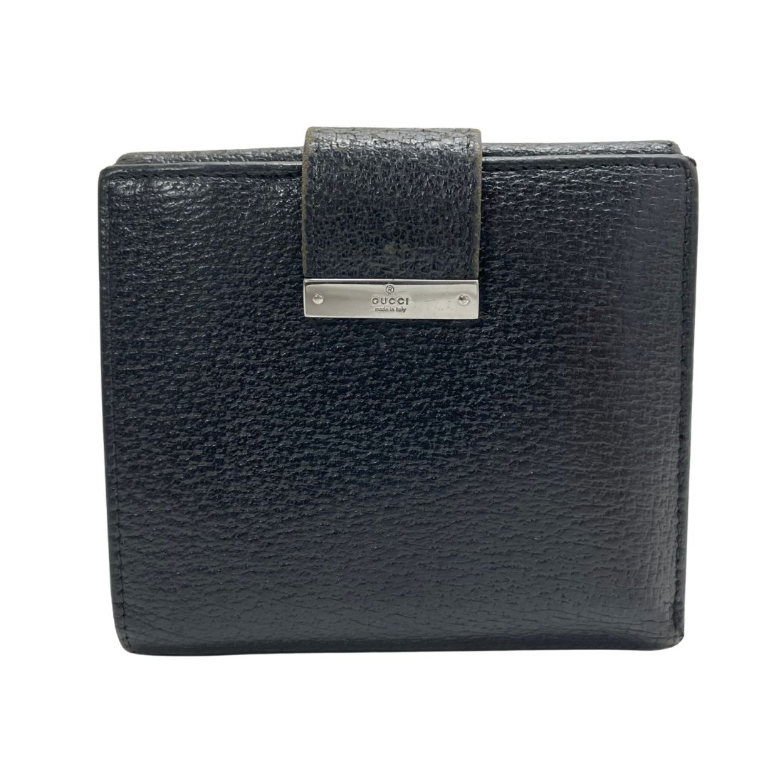 良品✨GUCCI グッチ 折り財布 レザー 本革 ブラック シルバープレート GUCCI グッチ 2つ折り長財布 035・1408・2097 ブラック