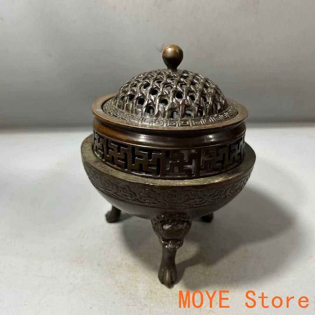 銅器 三層獅足祥雲紋薫香炉 茶道檀香炉 盤香炉 仏具 工芸品 置物 銅器 三層獅足祥雲紋薫香炉 茶道檀香炉 盤香炉 仏具 工芸品 置物