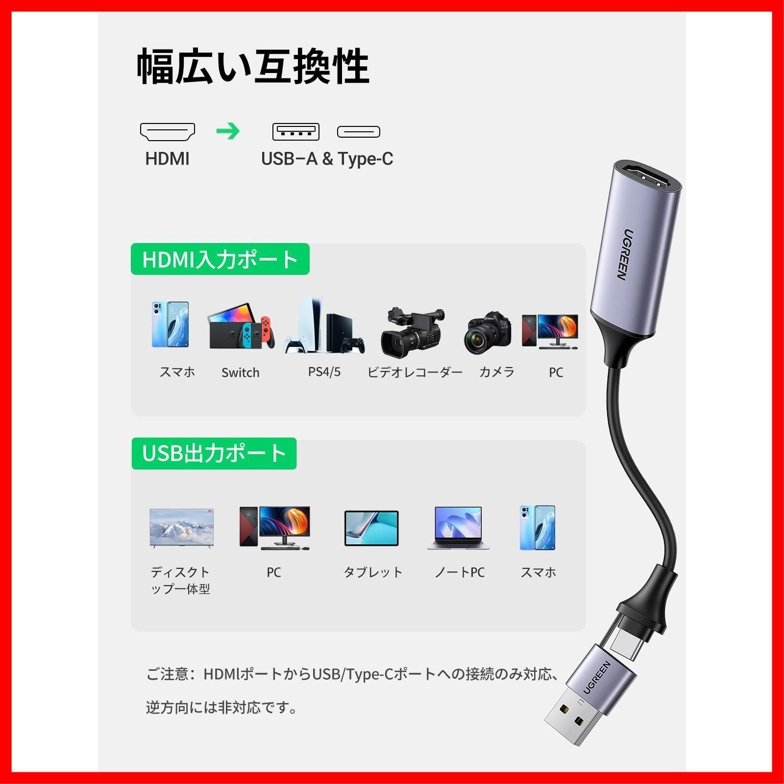 特価セール】USB&Type 1080P/4K＠60Hz C 2 ビデオキャプチャカード