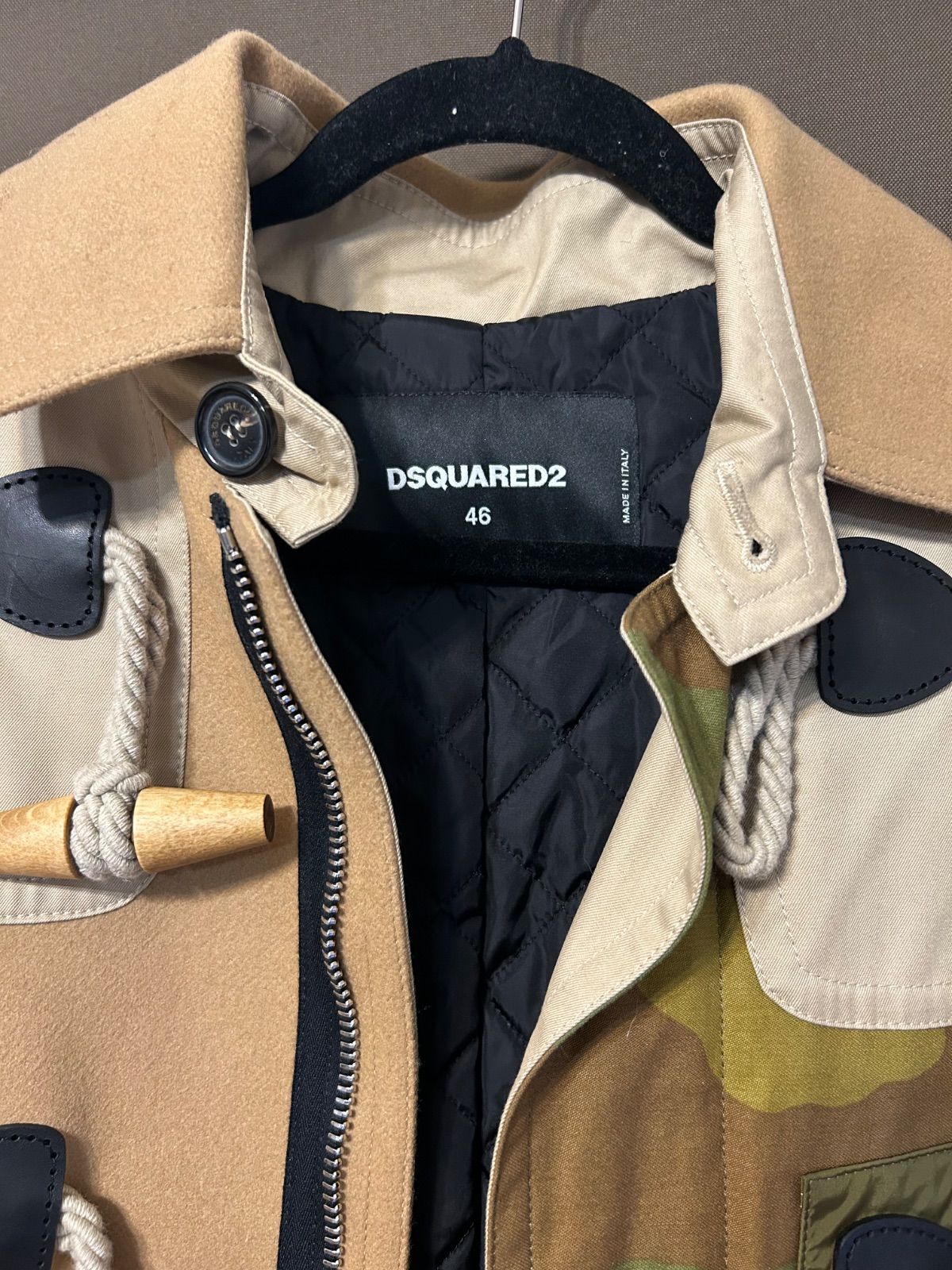 DSQUARED2ディースクエアード カモフラ フーデッド ダッフルコート　46 DSQUARED2ディースクエアード カモフラ フーデッド ダッフル