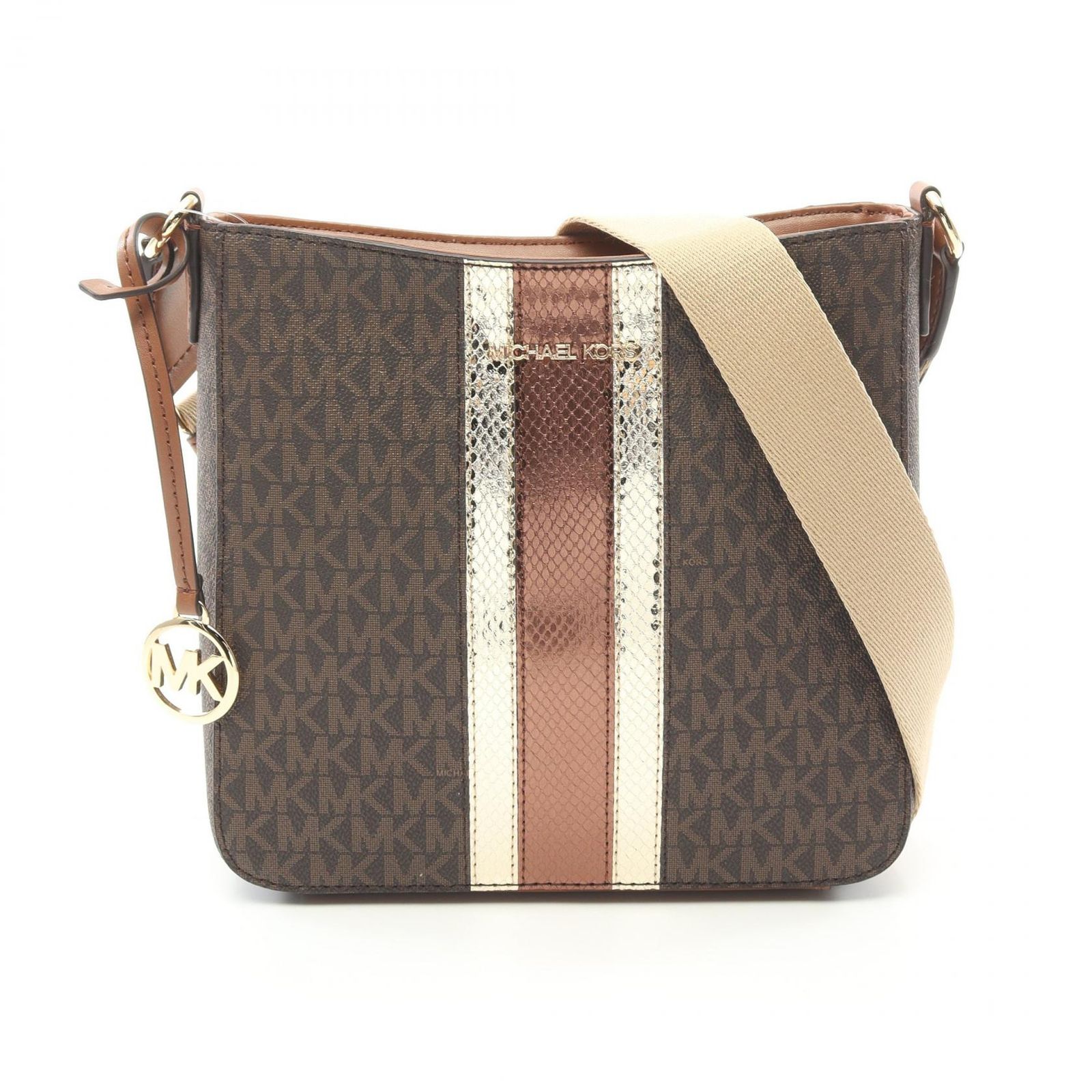 マイケルコース Michael Kors ショルダーバッグ JET SET TRAVEL SMALL 35F4GTVC5I ブラウン PVCコーティングキャンバス レザー ショルダーバッグ レディース