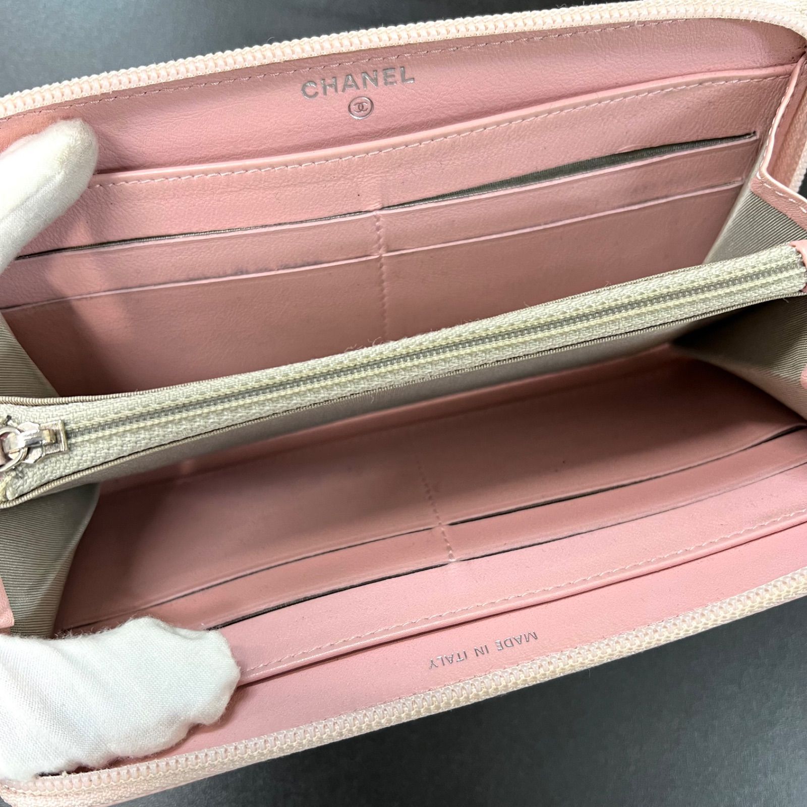 CHANEL シャネル キャビアスキン 長財布 ジッピーウォレット ピンク 