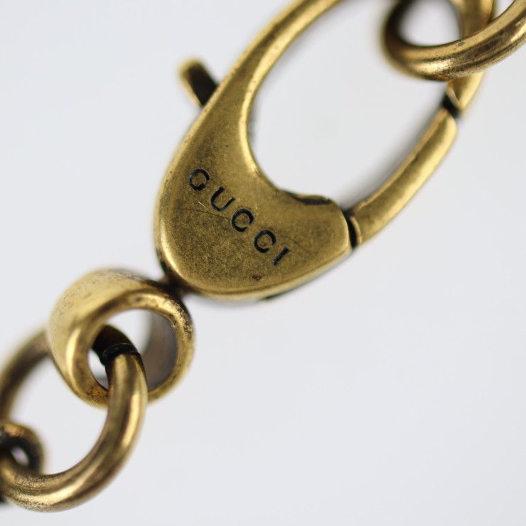 新品 未使用 GUCCI グッチ ライオンヘッド メタル ネックレス ゴールド GUCCI グッチ クリスタル付き ライオンヘッド メタル ネックレス
