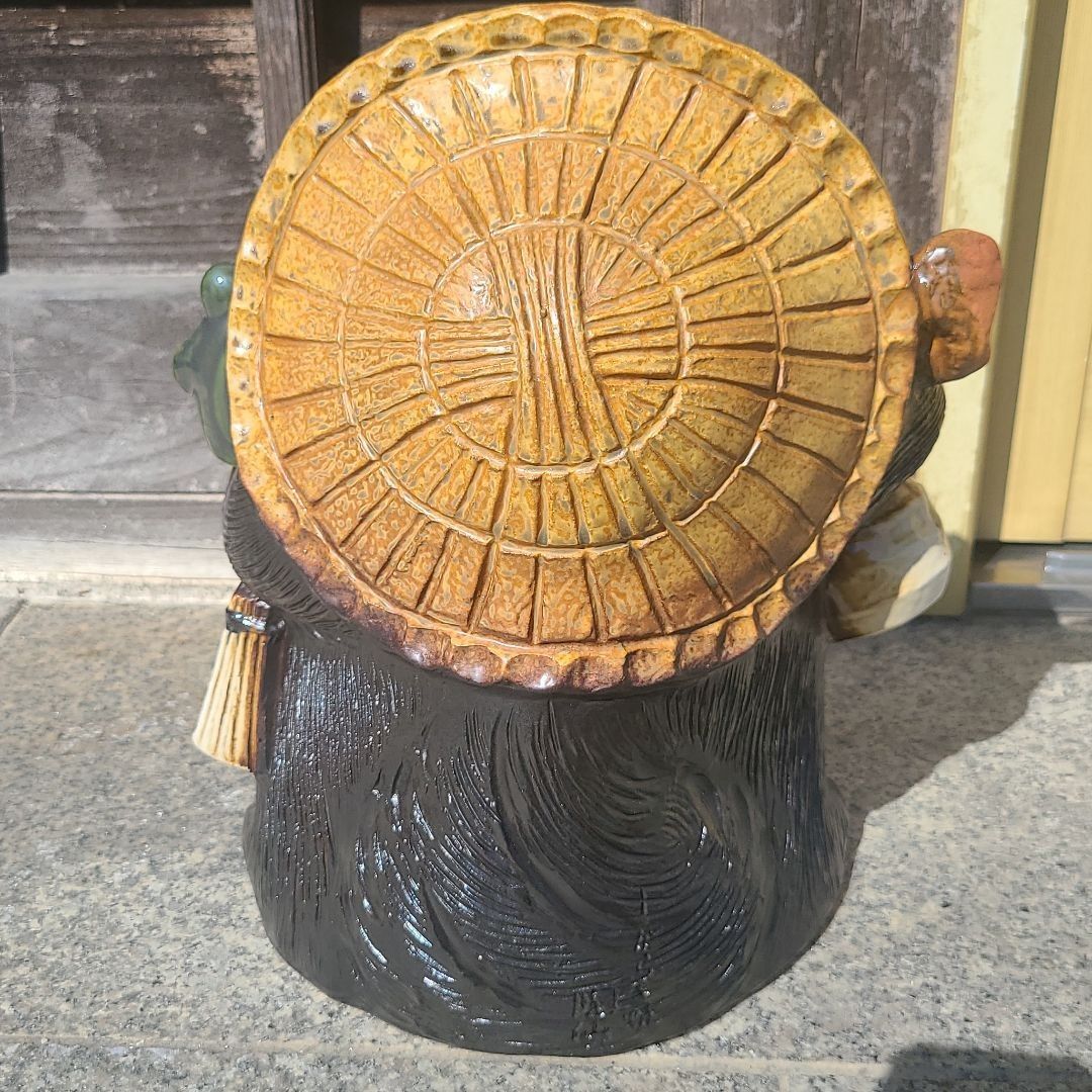 チョーチョー縁起物❗信楽焼蛙持ち狸 高さ31cm 狸 信楽焼