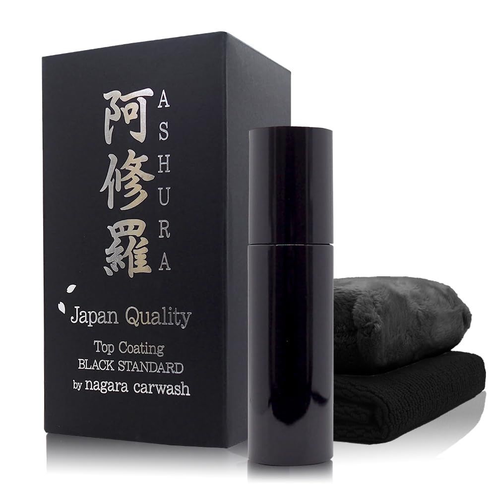 ながら洗車 阿修羅 車好きを唸らせたコーティング剤 BLACK STANDARD 最 の艶と弾きを コーティング剤 車 アシュラ滑水性 シリコーンレジン 超防汚性 洗車用品 マイクロファイバークロスセット アシュラ 洗車ワックスのような