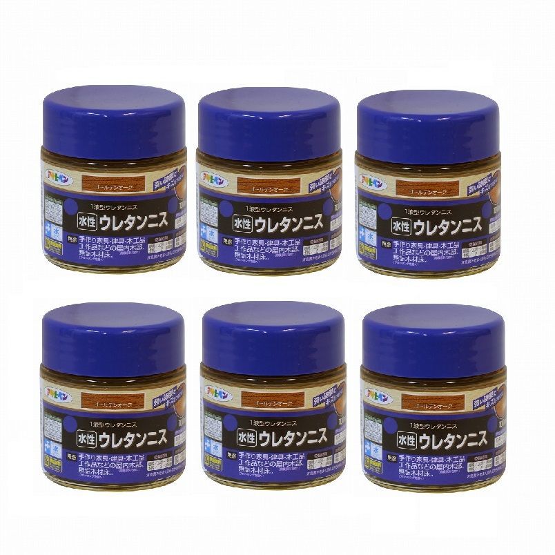 アサヒペン - 水性ウレタンニス - １００ＭＬ - ゴールデンオーク 6缶