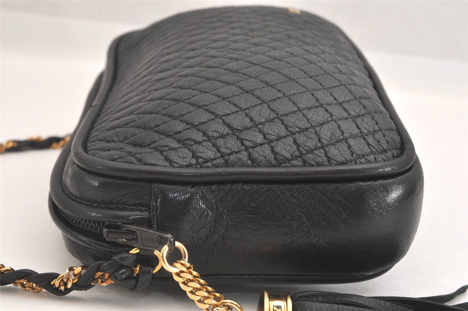 BALLY バリー ヴィンテージ キルティング レザー チェーン ショルダーバッグ 財布 ブラック 2489N DECORATOM_COM_BR