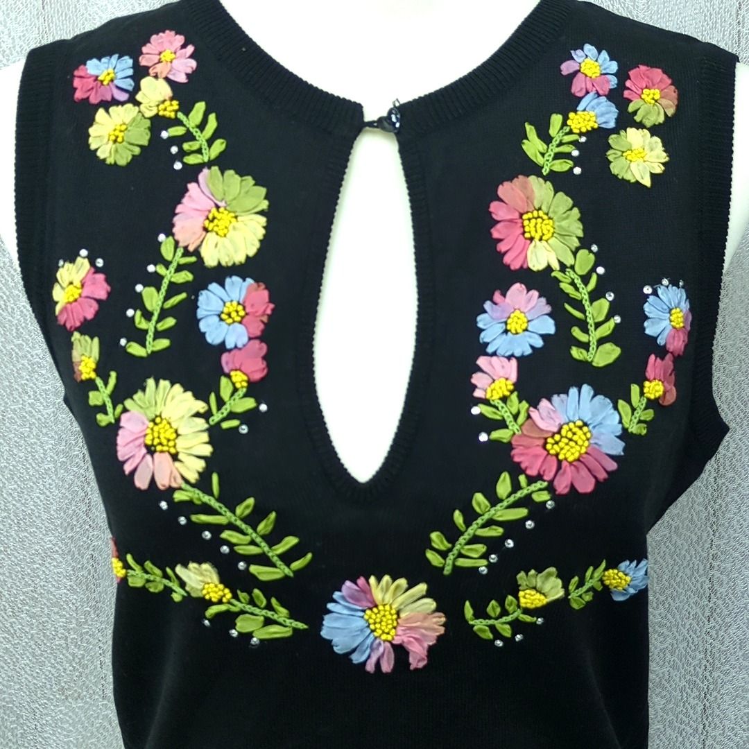 Moschino モスキーノ ノースリーブ シャツ ニート 花柄 ブラック 