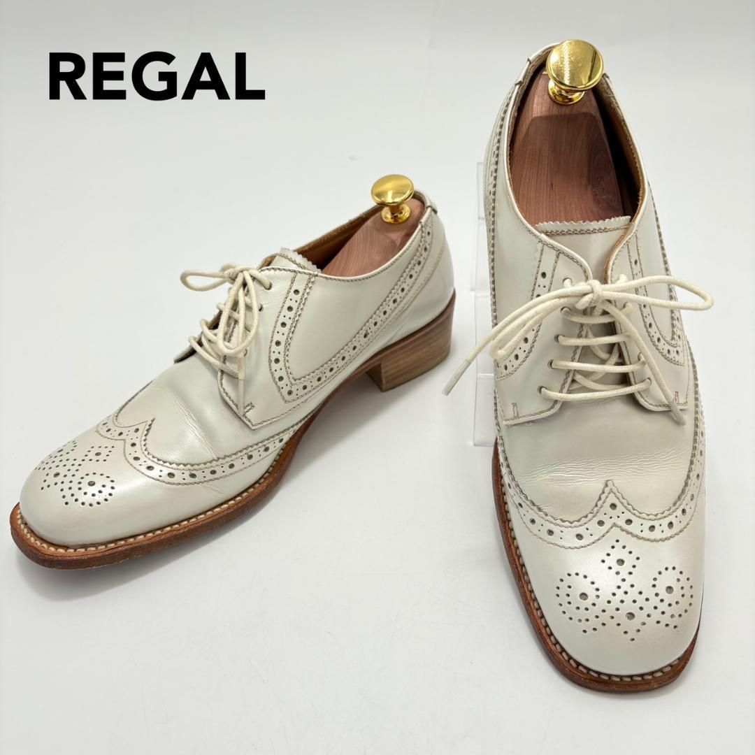 美品！リーガル REGAL メダリオン ウイングチップ スクエアトゥ　革靴 REGAL ドレスシューズ メダリオン ウイングチップ スクエアトゥ