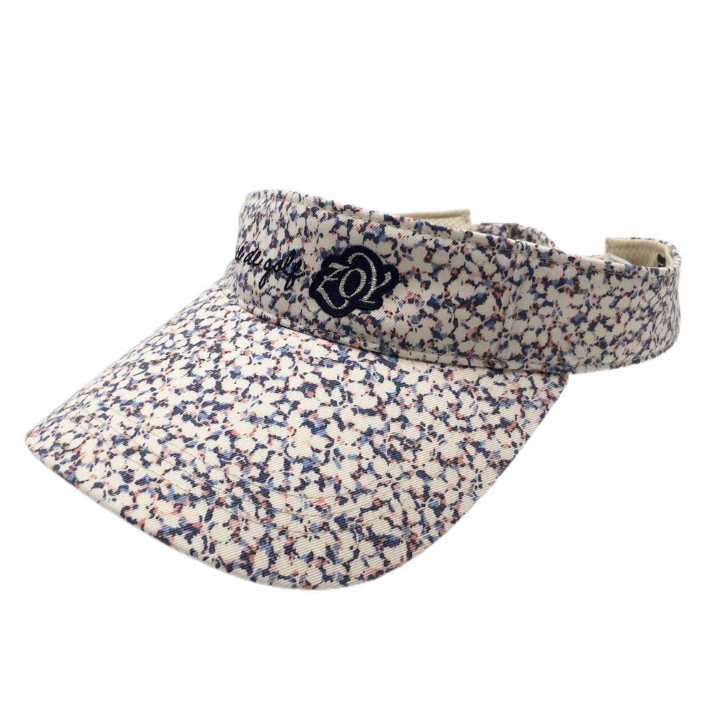 美品】ゾーイ×LIBERTY サンバイザー 白×ブルー×レッド 小花柄