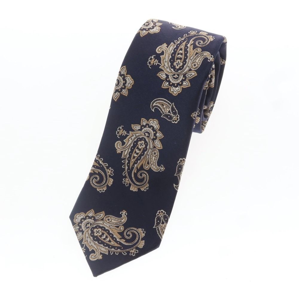 フランコバッシ BEAMS F 別注 ネクタイ ペイズリー シルク 茶 紺
