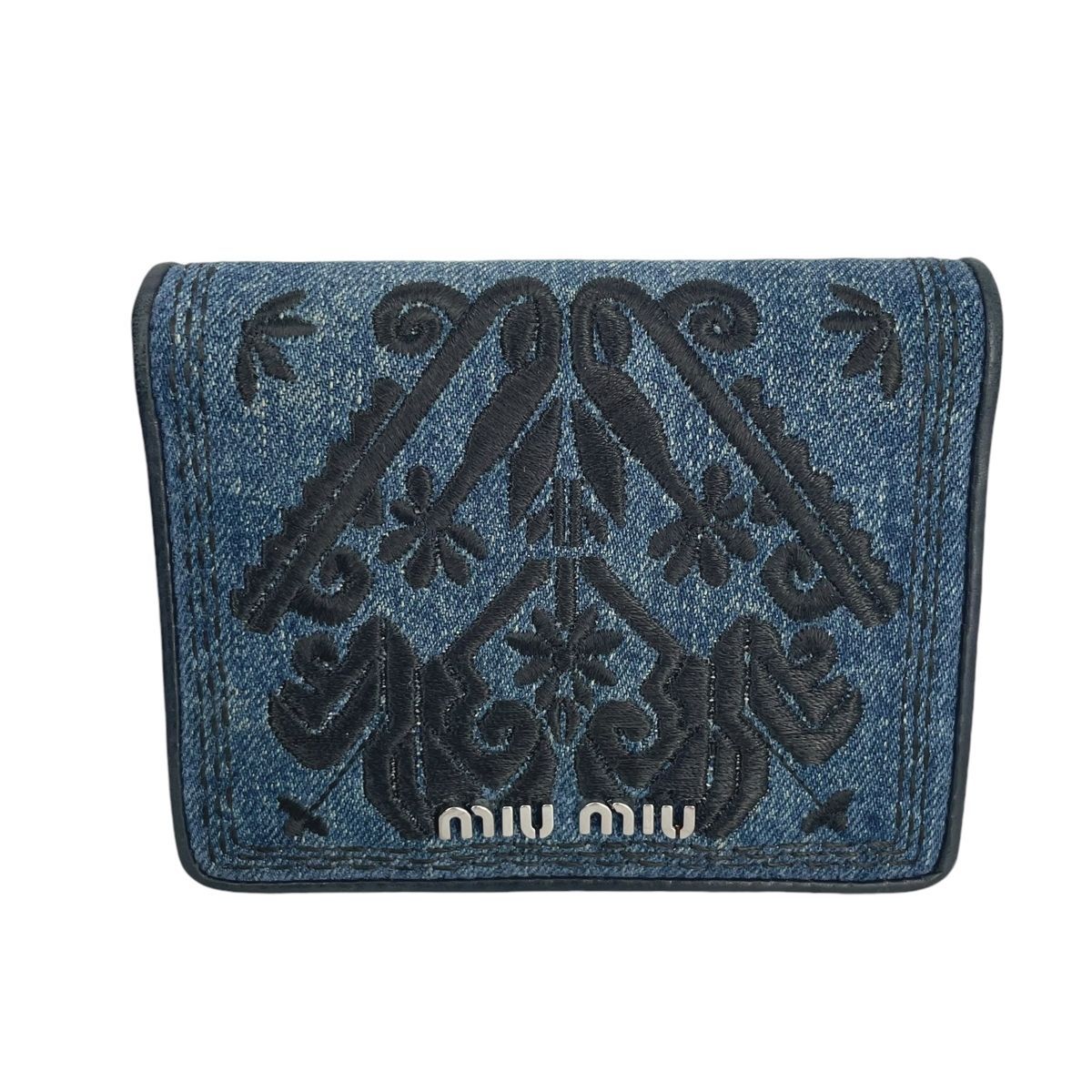 中古】 MIU MIU ミュウミュウ デニム コンパクトウォレット 5MV204 